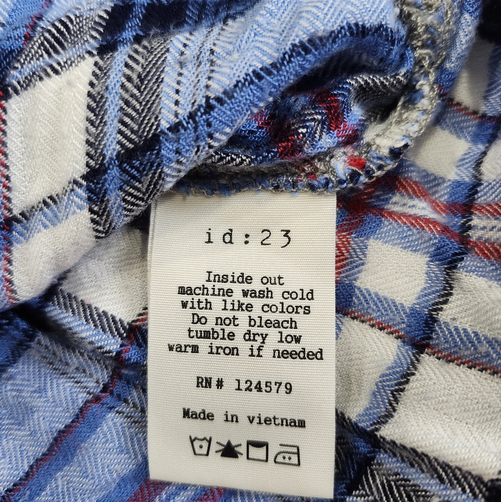 Id:23 Size Medium Blue and White Plaid Shirt - Picture 8 of 9